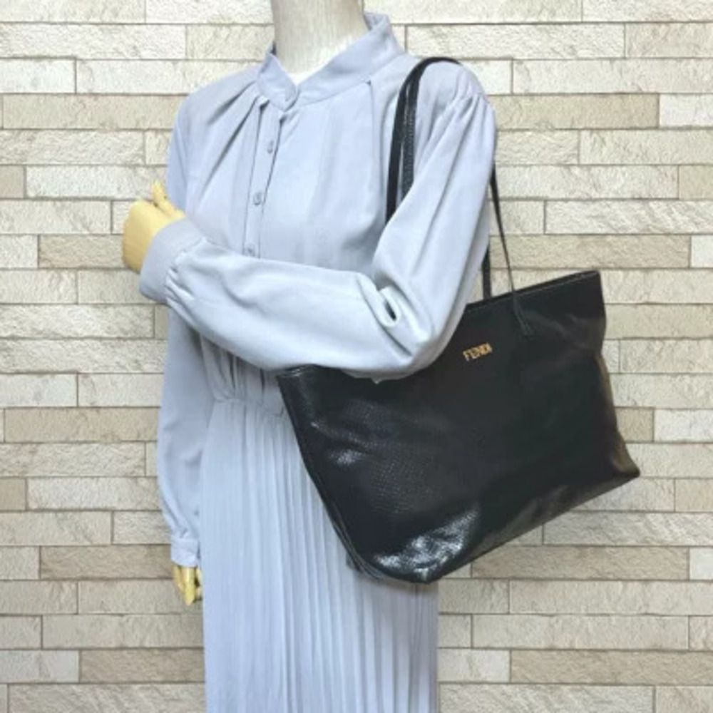 Fendi Black Roll Bag Tote Shopping Black